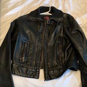 black leather jacket